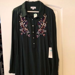 Green tunic length shirt/dress